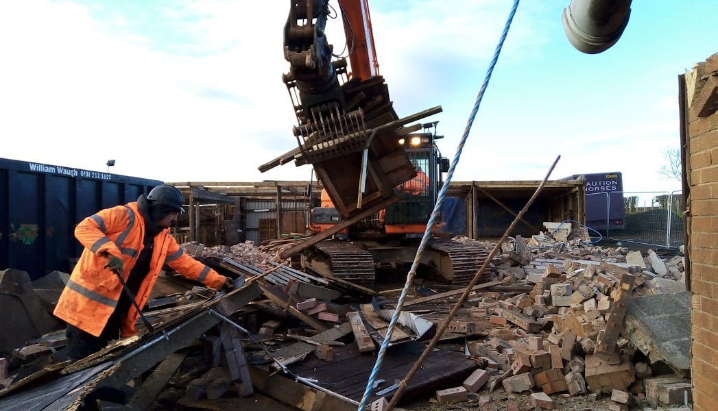 Demolition of stable block in West Lothian Scotland by Brown Demolitions Ltd, click here.