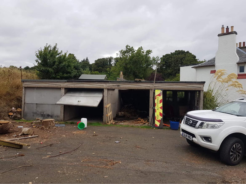 Concrete garages demolition in Penicuik by Brown Demolitions Ltd